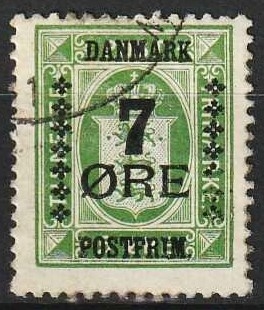FRIMÆRKER DANMARK | 1926 - AFA 163 - 7/5 øre grøn Provisorier - Pænt stemplet